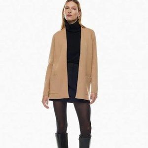 Babaton Aritzia Wool Cashmere Camel Open Front Knit Cardigan Medium